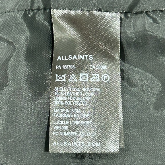 ALL SAINTS 100% Leather skirt with zipper in Women's Size 6 - Picture 7 of 8